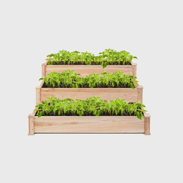 Wooden Elevated Raised Bed Vegetable Flower Planter Box 3 Tier