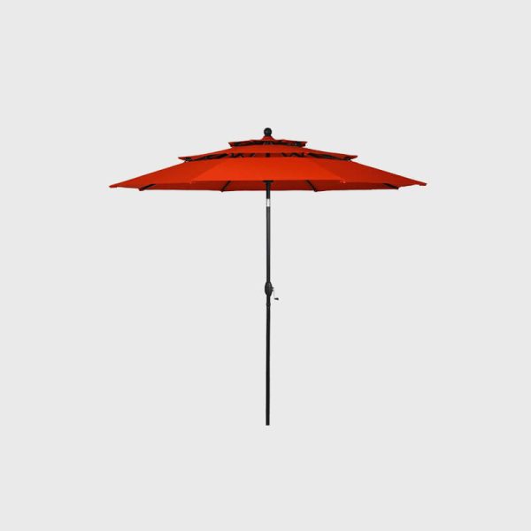 Parasols Patio Market Umbrella 10ft 3 Tier Tilted with Vent and Crank,No Base